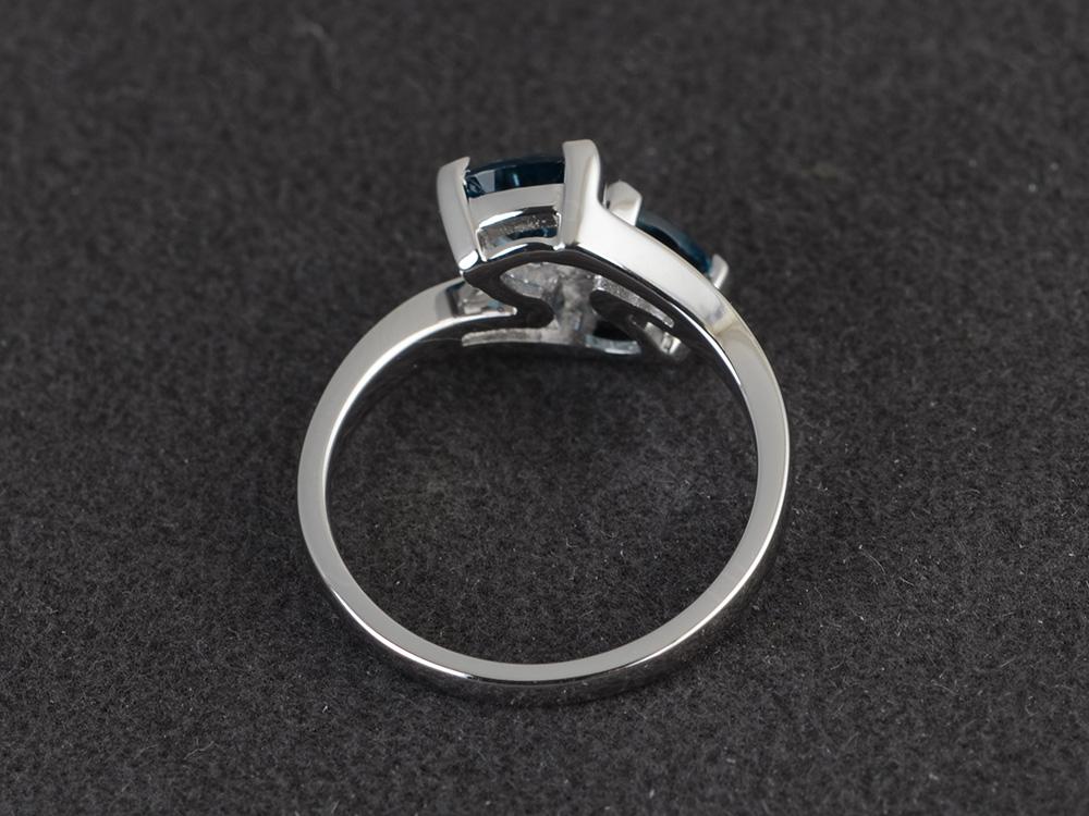 London Blue Topaz Two Stone Bypass Ring - LUO Jewelry 