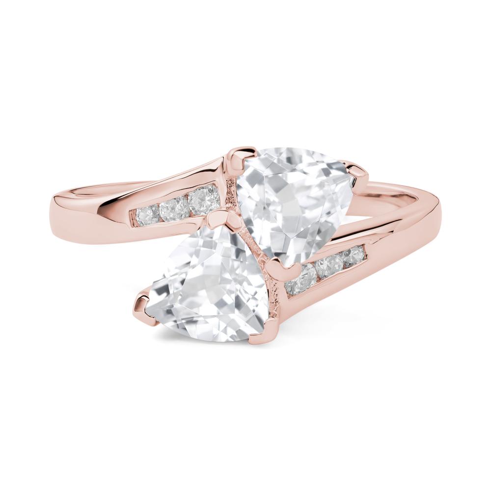 White Topaz Two Stone Bypass Ring - LUO Jewelry #metal_18k rose gold