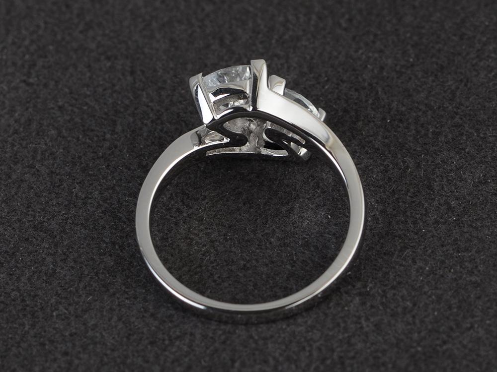 White Topaz Two Stone Bypass Ring - LUO Jewelry 