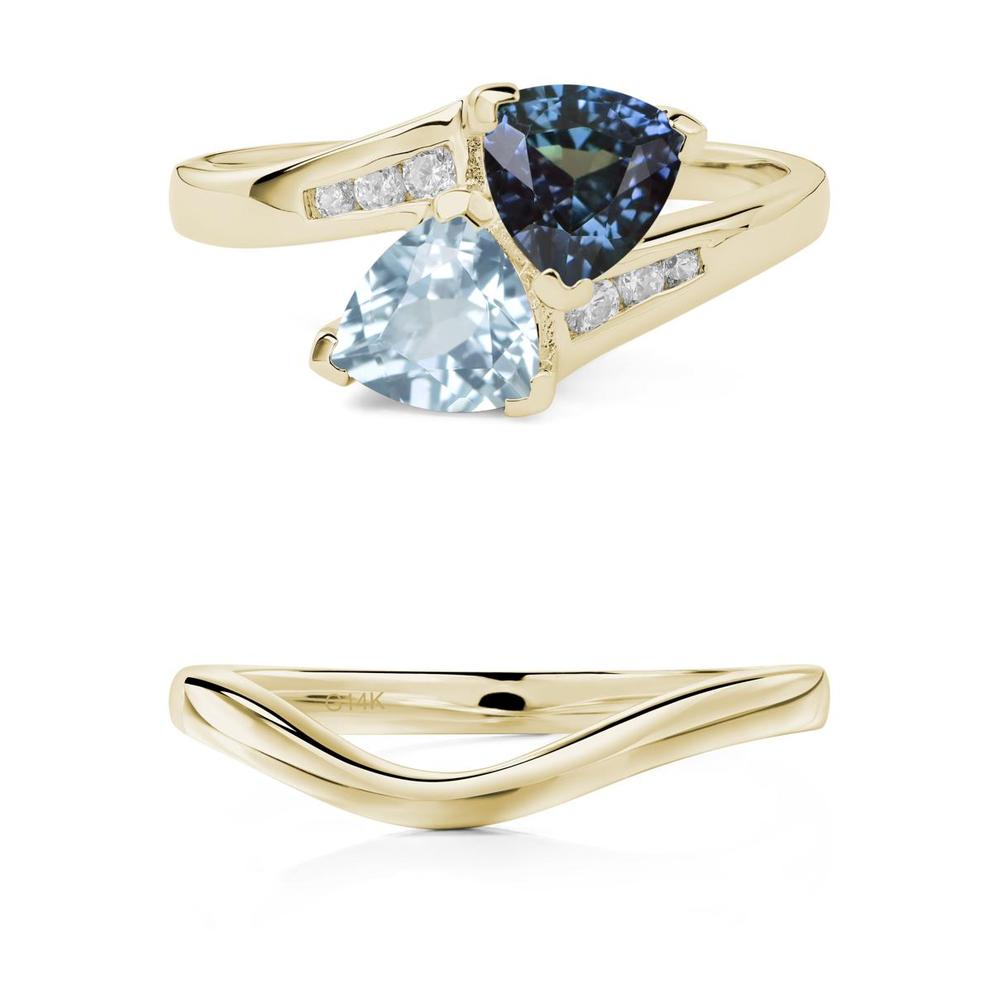 Alexandrite and Aquamarine Bypass Ring - LUO Jewelry #metal_xxxxx