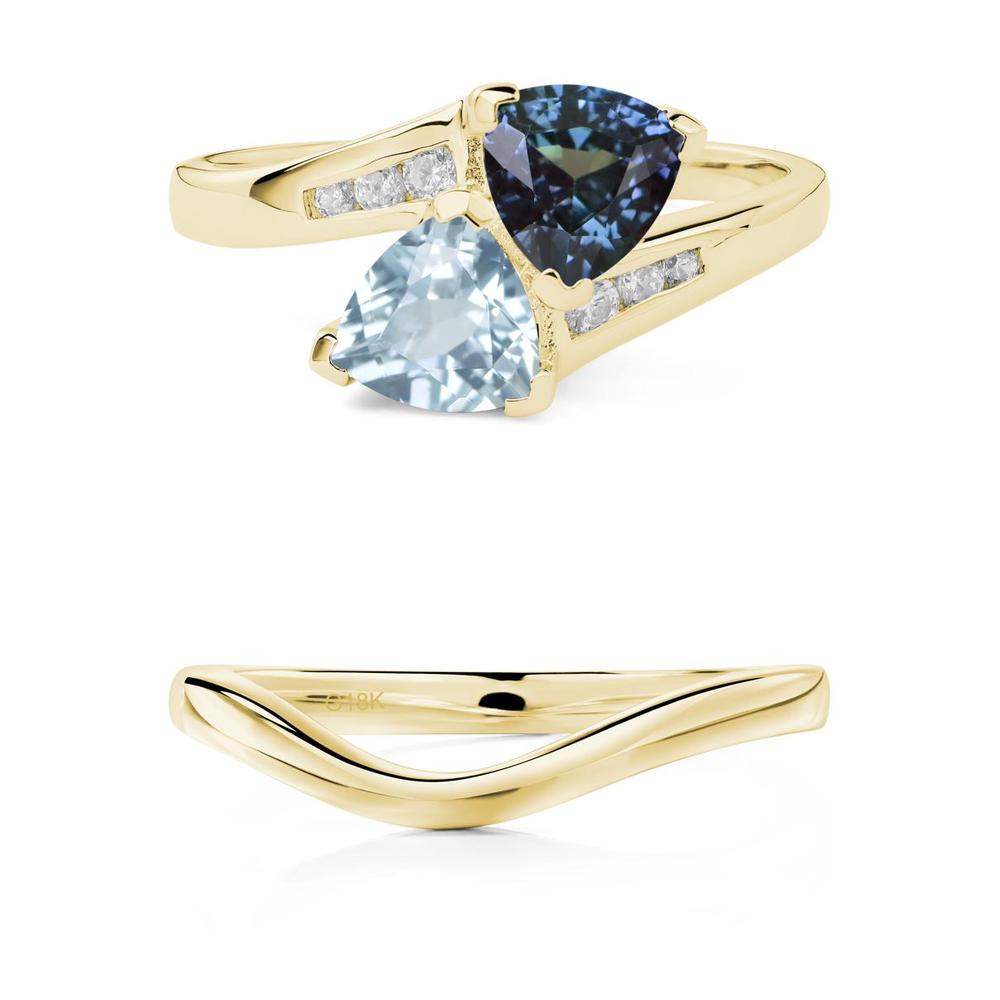 Alexandrite and Aquamarine Bypass Ring - LUO Jewelry #metal_xxxxx