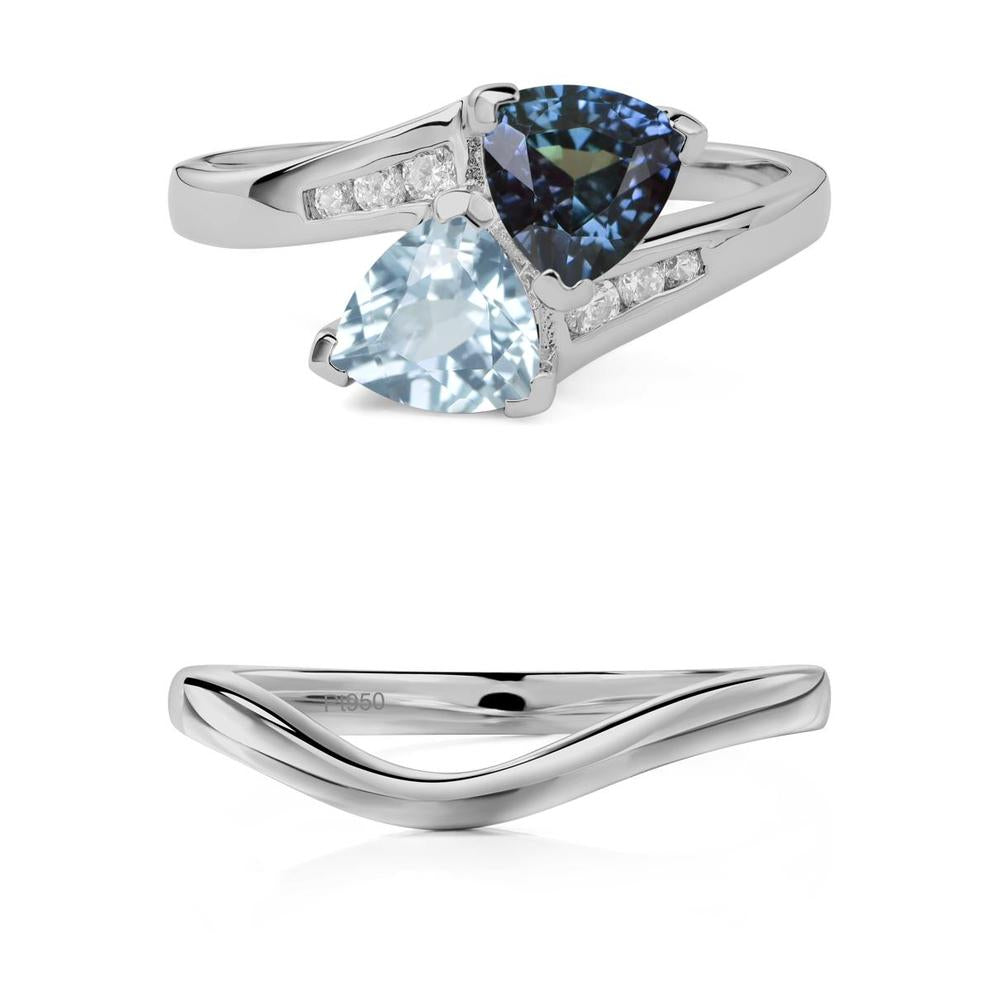 Alexandrite and Aquamarine Bypass Ring - LUO Jewelry #metal_xxxxx