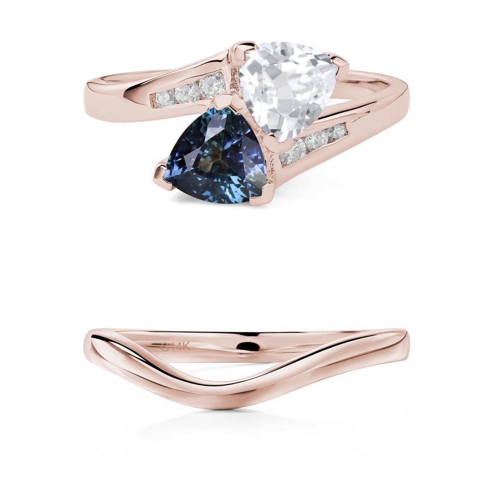 Alexandrite and White Topaz Two Stone Bypass Ring - LUO Jewelry #metal_xxxxx