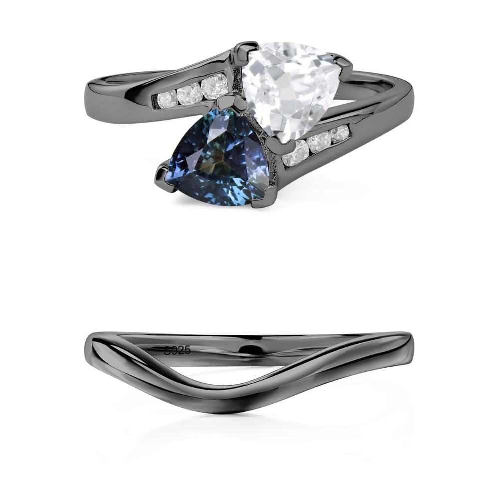 Alexandrite and White Topaz Two Stone Bypass Ring - LUO Jewelry #metal_xxxxx