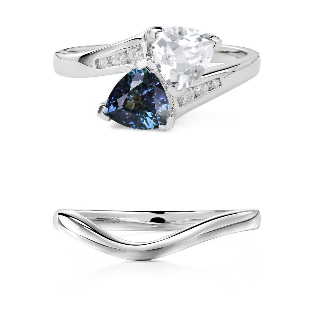Alexandrite and White Topaz Two Stone Bypass Ring - LUO Jewelry #metal_xxxxx