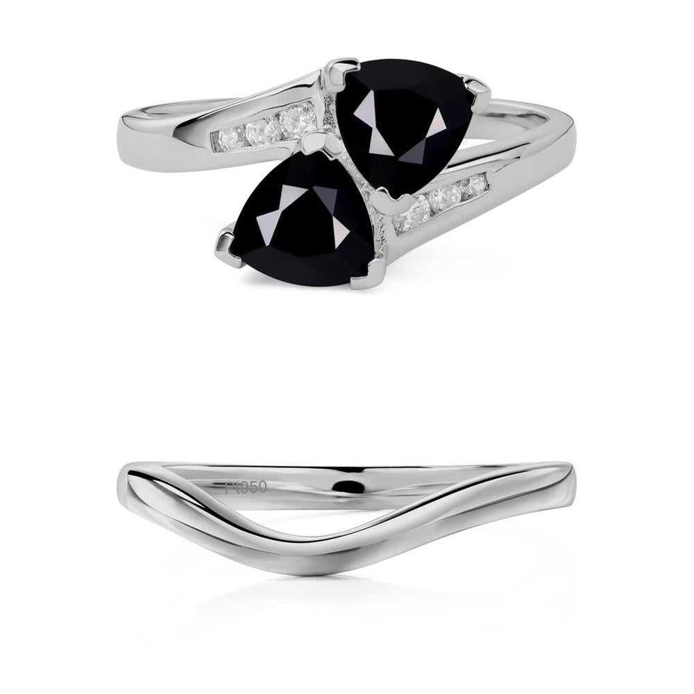 Black Spinel Bypass Ring - LUO Jewelry #metal_xxxxx
