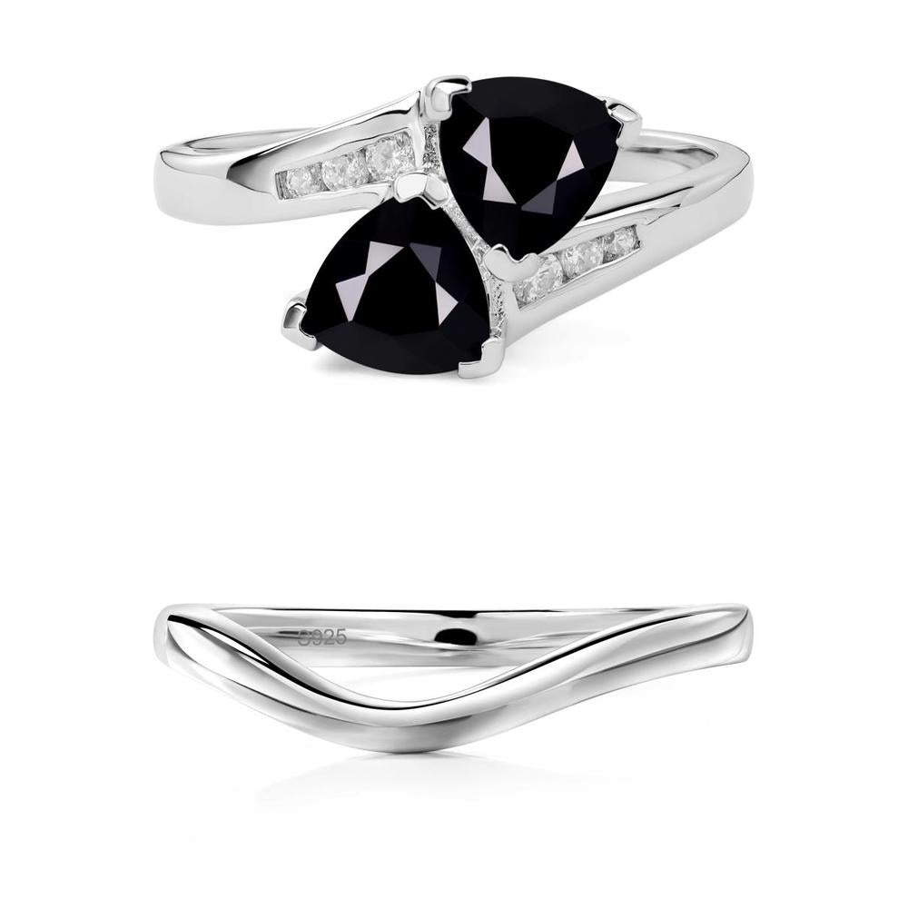 Black Spinel Bypass Ring - LUO Jewelry #metal_xxxxx