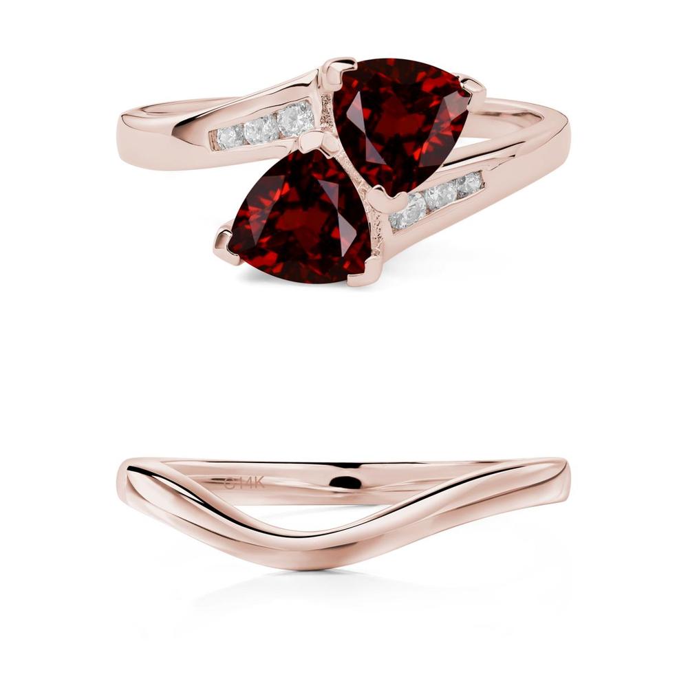 Garnet Two Stone Bypass Ring - LUO Jewelry #metal_xxxxx