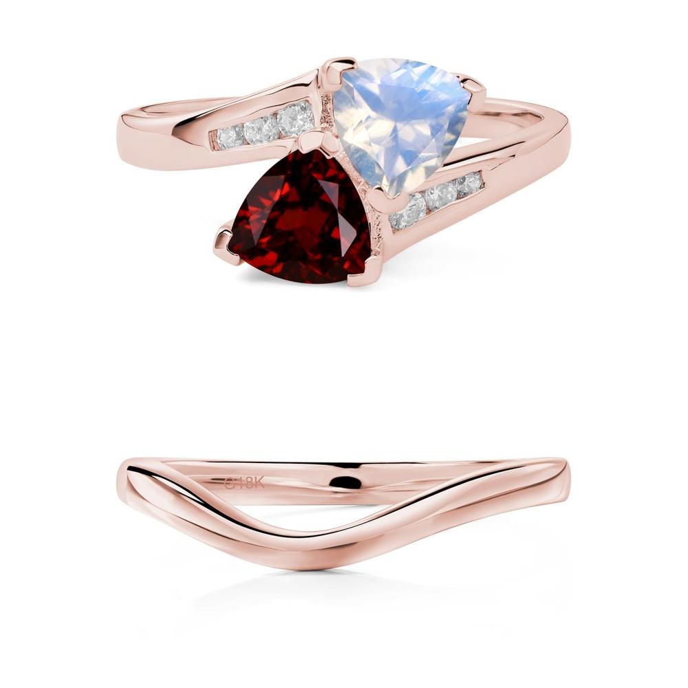 Moonstone and Garnet Ring - LUO Jewelry #metal_xxxxx