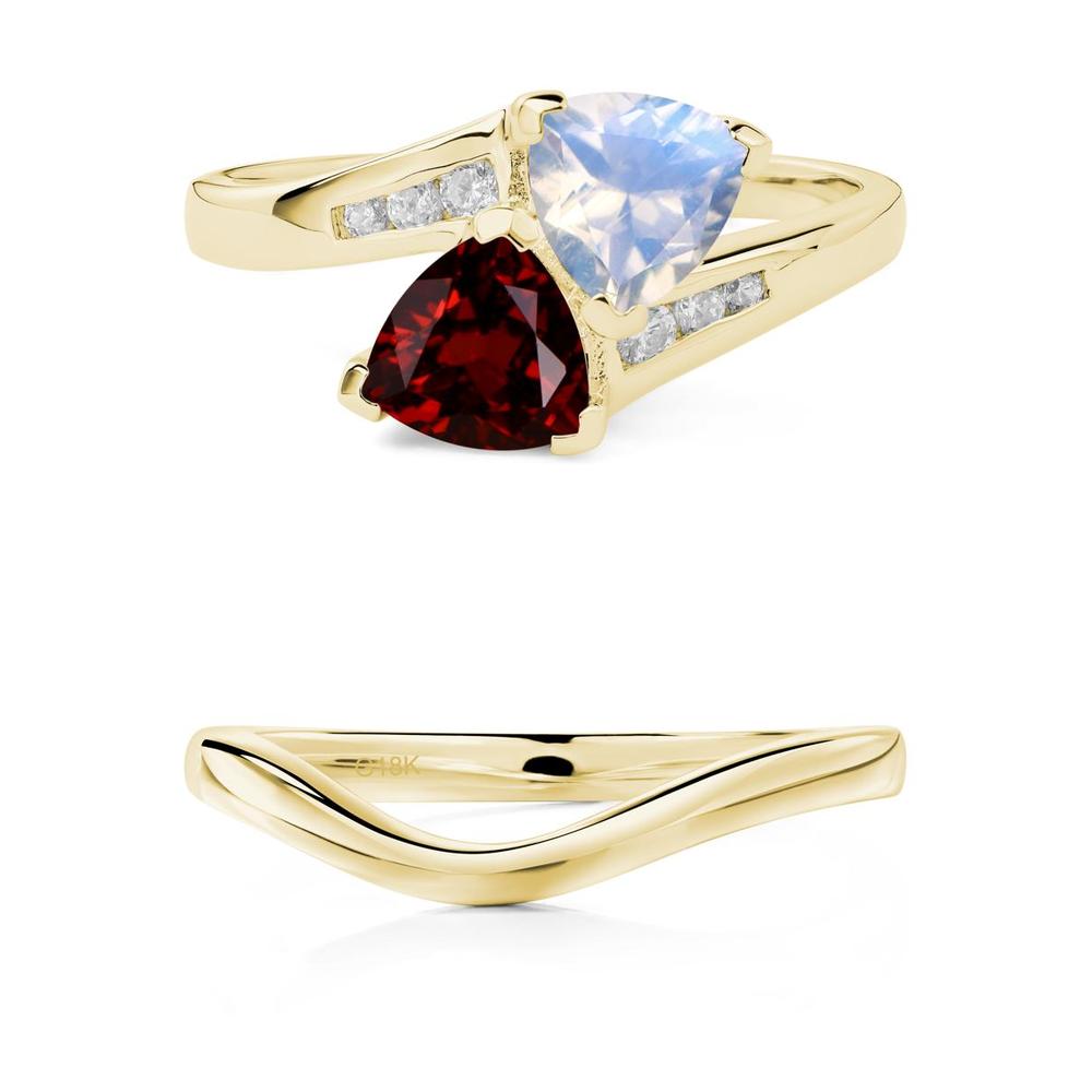 Moonstone and Garnet Ring - LUO Jewelry #metal_xxxxx