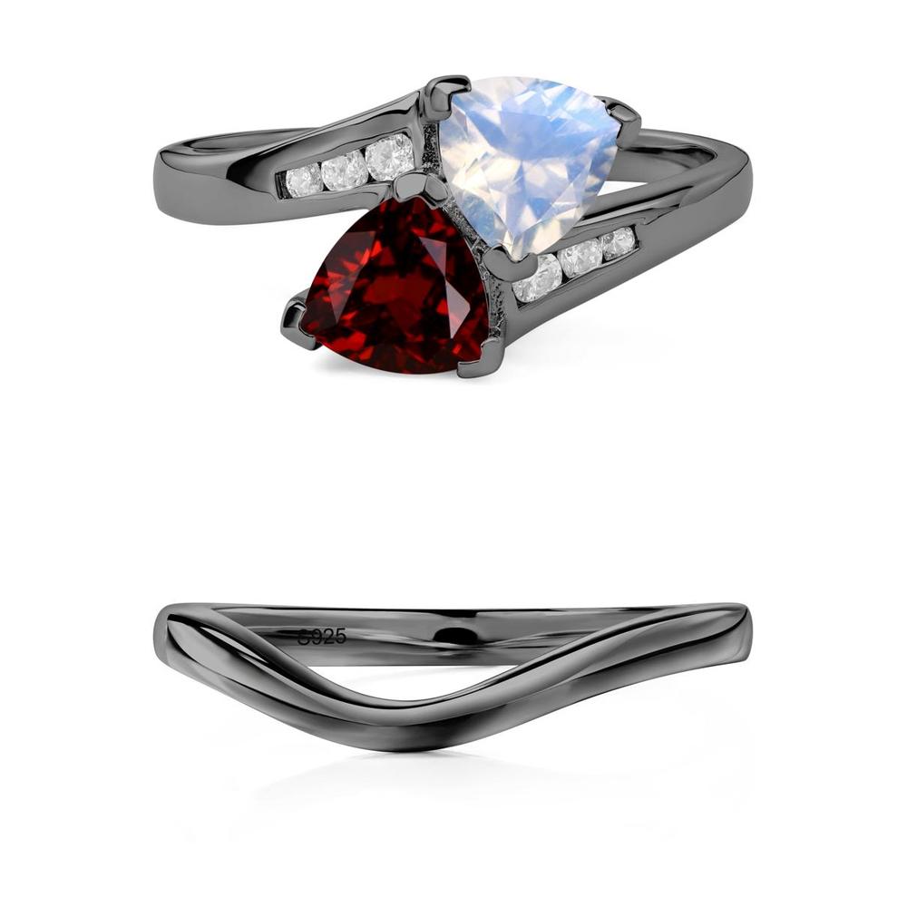 Moonstone and Garnet Ring - LUO Jewelry #metal_xxxxx