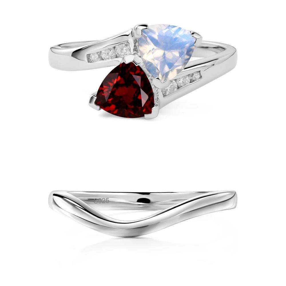 Moonstone and Garnet Ring - LUO Jewelry #metal_xxxxx