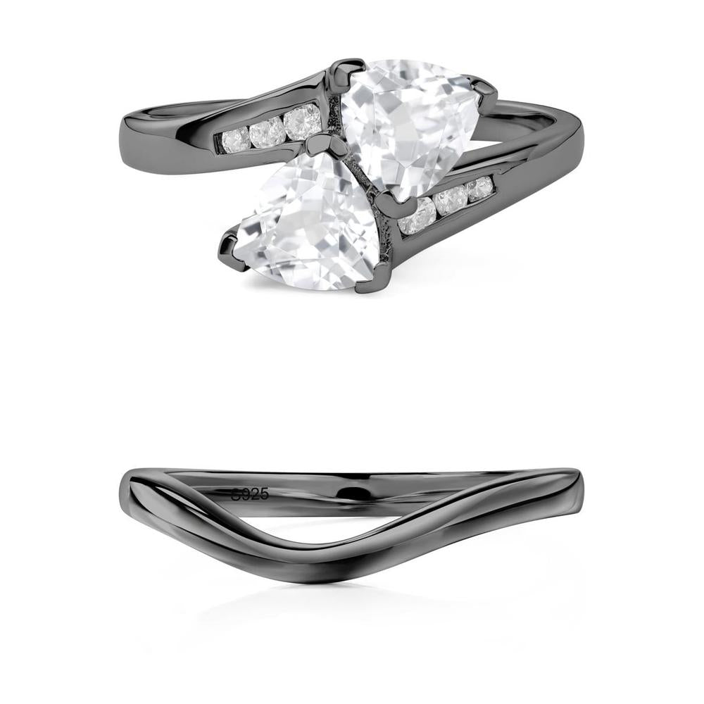 White Topaz Two Stone Bypass Ring - LUO Jewelry #metal_xxxxx