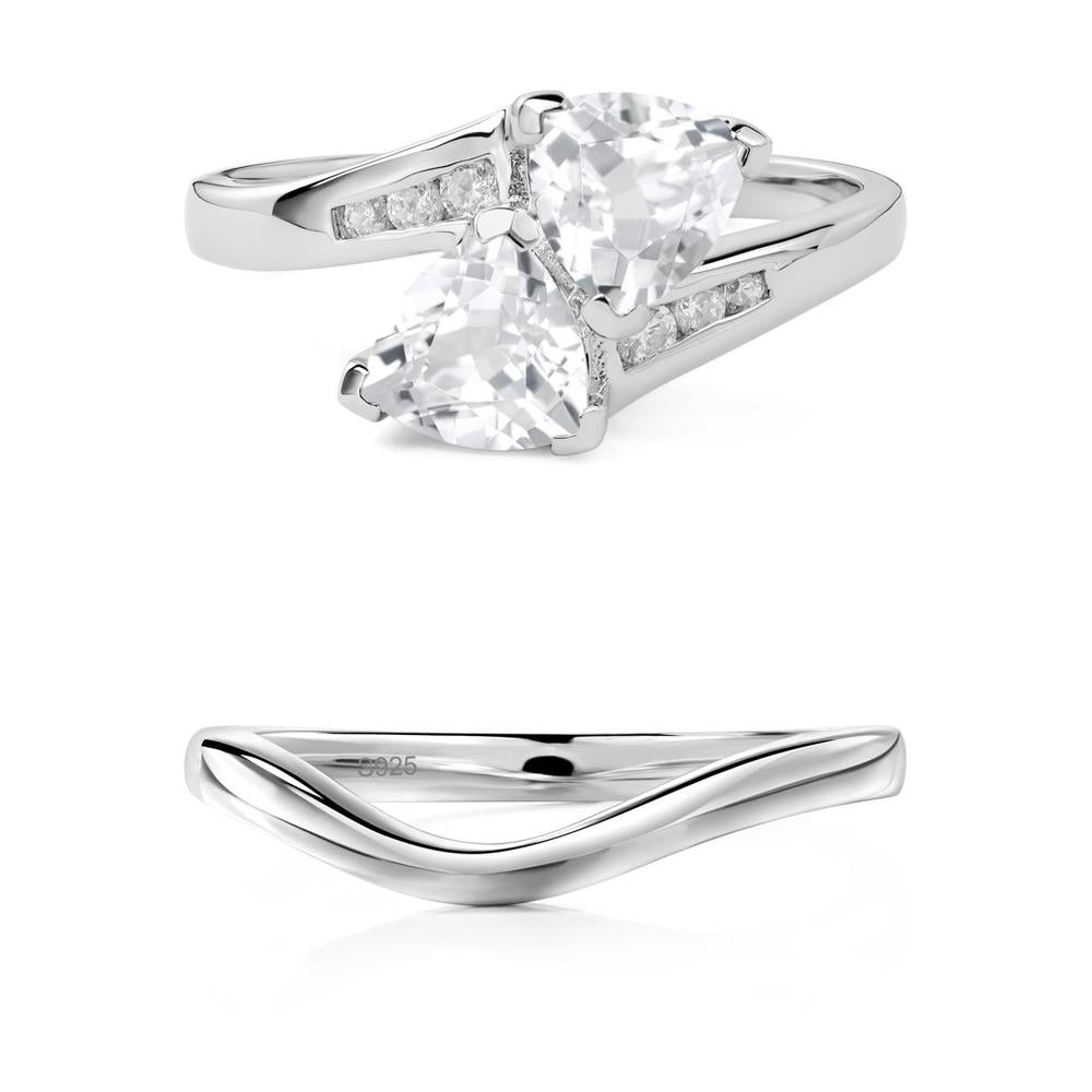 White Topaz Two Stone Bypass Ring - LUO Jewelry #metal_xxxxx