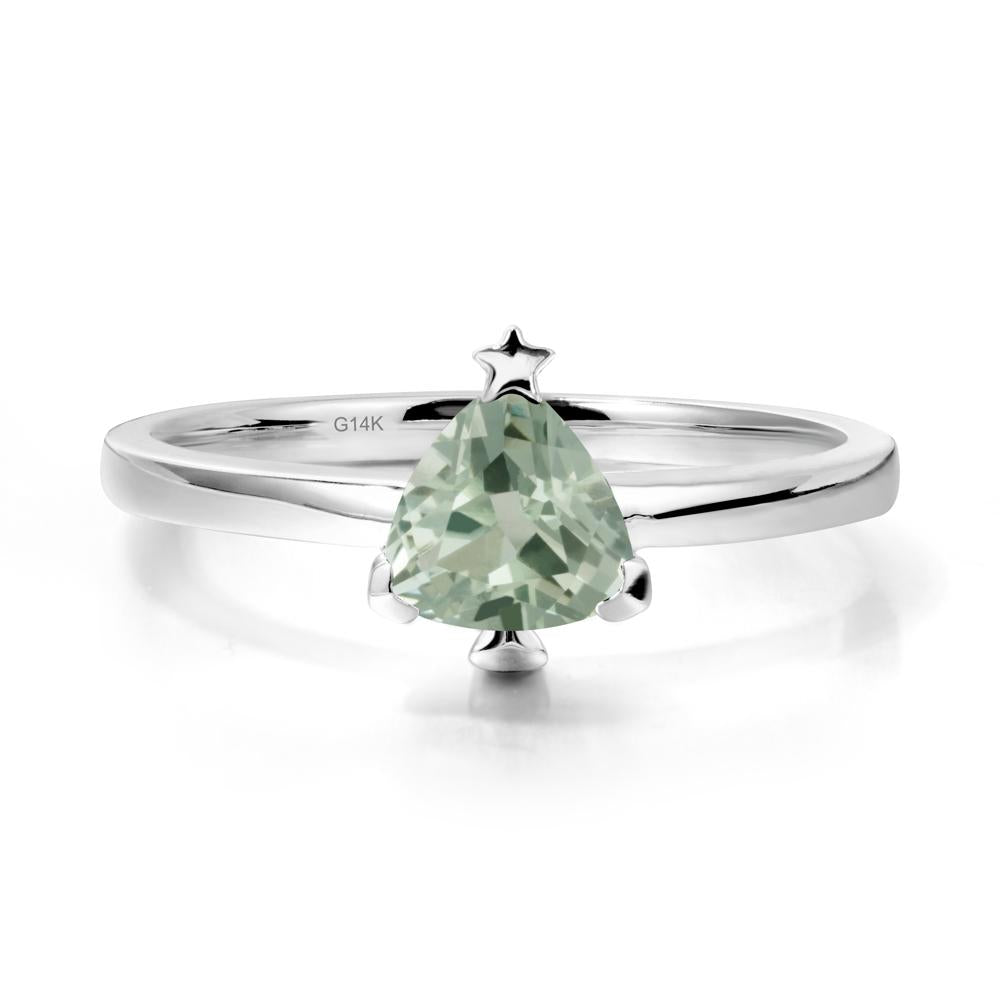 Christmas Tree Inspired Solitaire Green Amethyst Ring - LUO Jewelry #metal_14k white gold