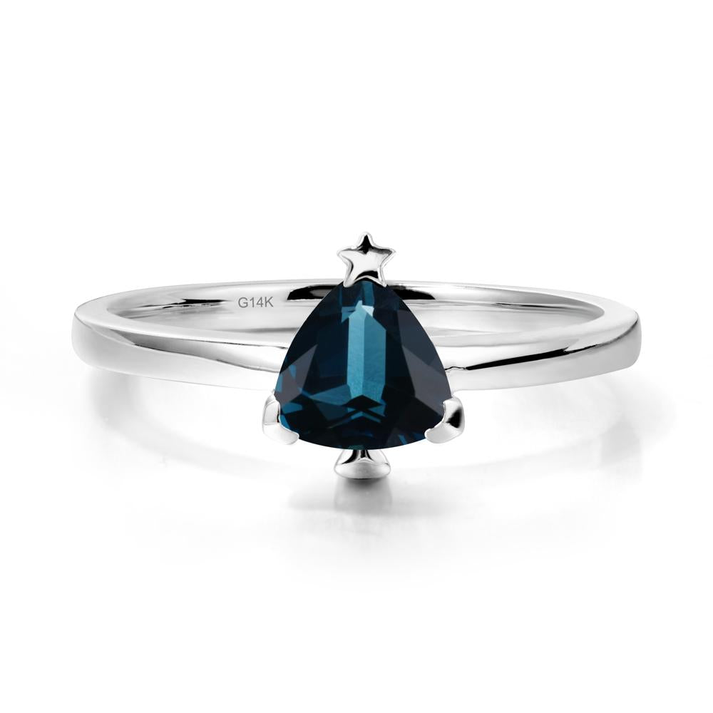 Christmas Tree Inspired Solitaire London Blue Topaz Ring - LUO Jewelry #metal_14k white gold