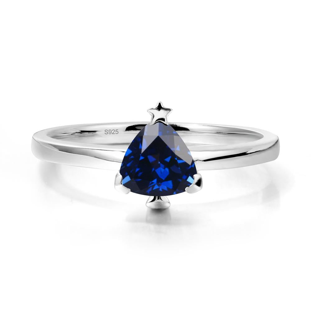 Christmas Tree Inspired Solitaire Sapphire Ring - LUO Jewelry #metal_sterling silver