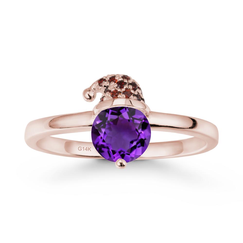 Christmas Santa Claus Hat Amethyst Ring - LUO Jewelry #metal_14k rose gold
