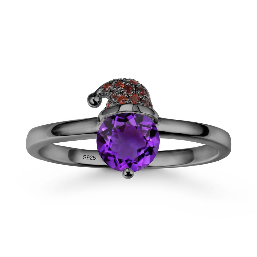 Christmas Santa Claus Hat Amethyst Ring - LUO Jewelry #metal_black finish sterling silver