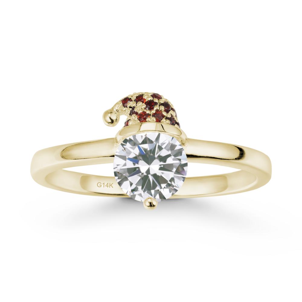 Round Cubic Zirconia Creative Ring In 14K Rose Gold - LUO Jewelry #metal_14k yellow gold