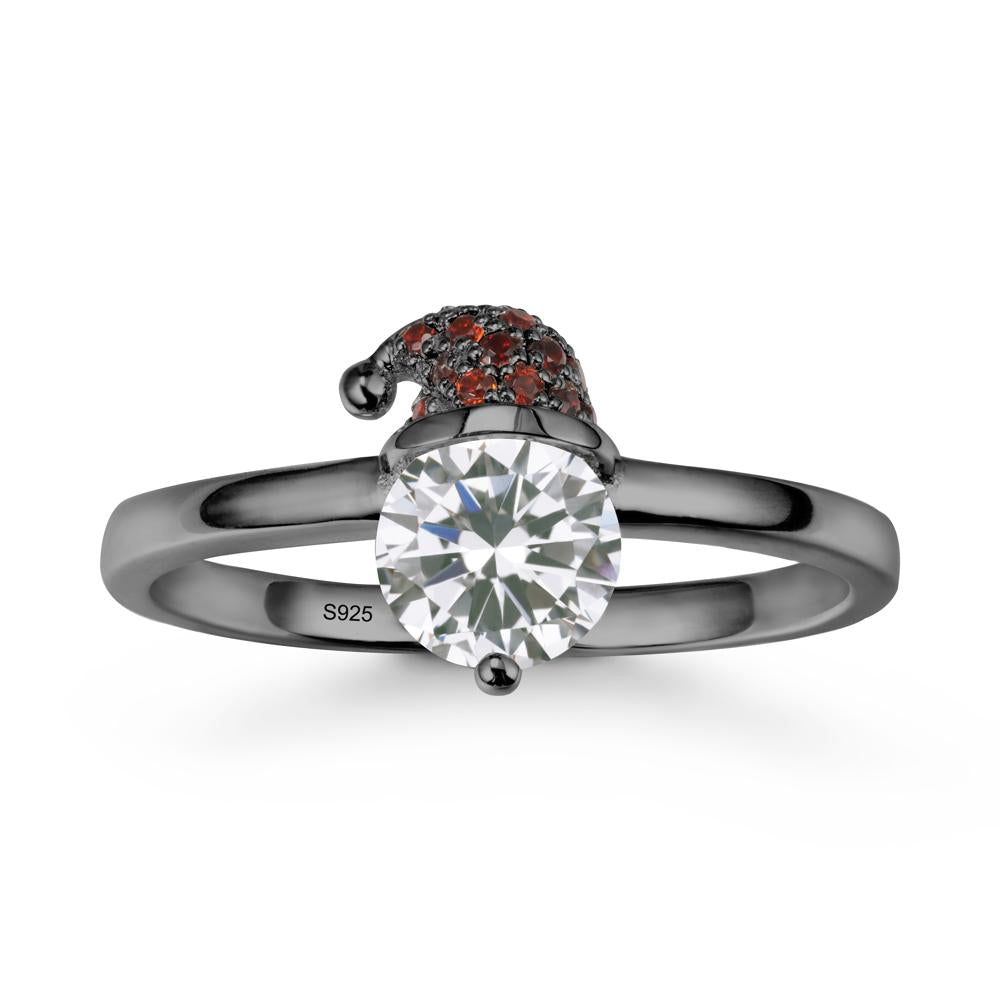 Round Cubic Zirconia Creative Ring In 14K Rose Gold - LUO Jewelry #metal_black finish sterling silver