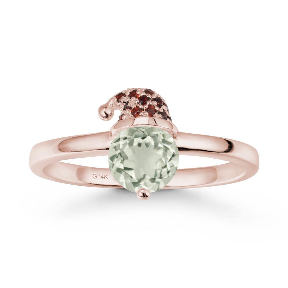 Christmas Santa Claus Hat Green Amethyst Ring - LUO Jewelry #metal_14k rose gold
