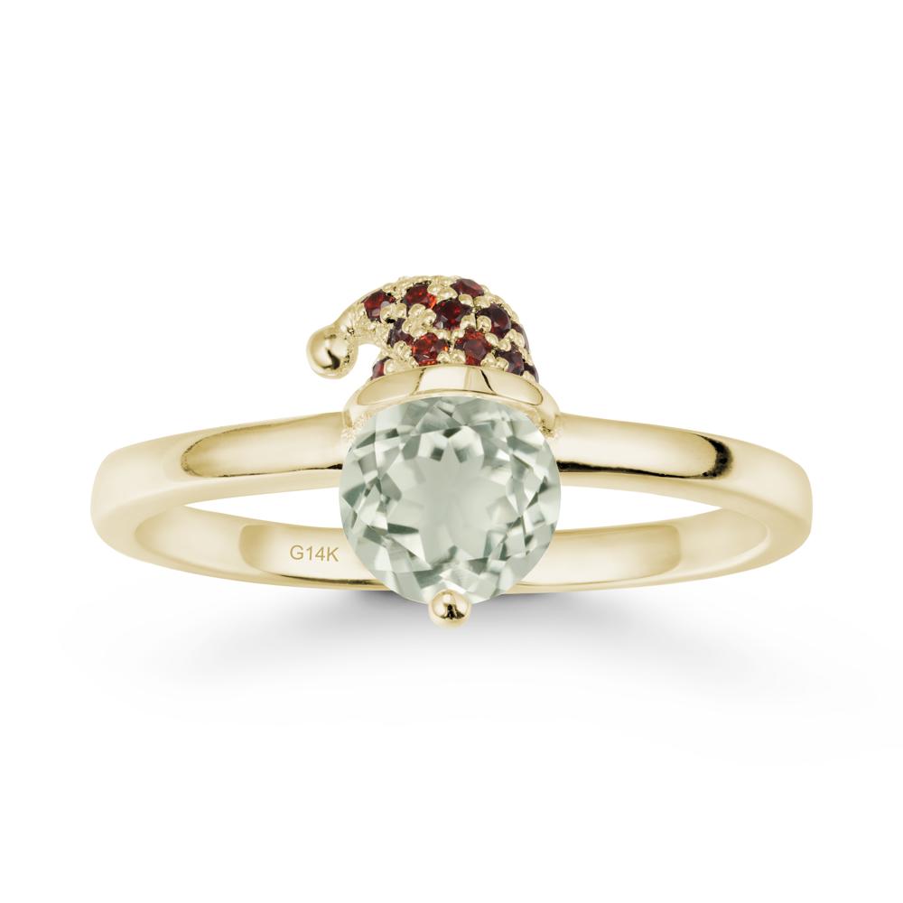 Christmas Santa Claus Hat Green Amethyst Ring - LUO Jewelry #metal_14k yellow gold