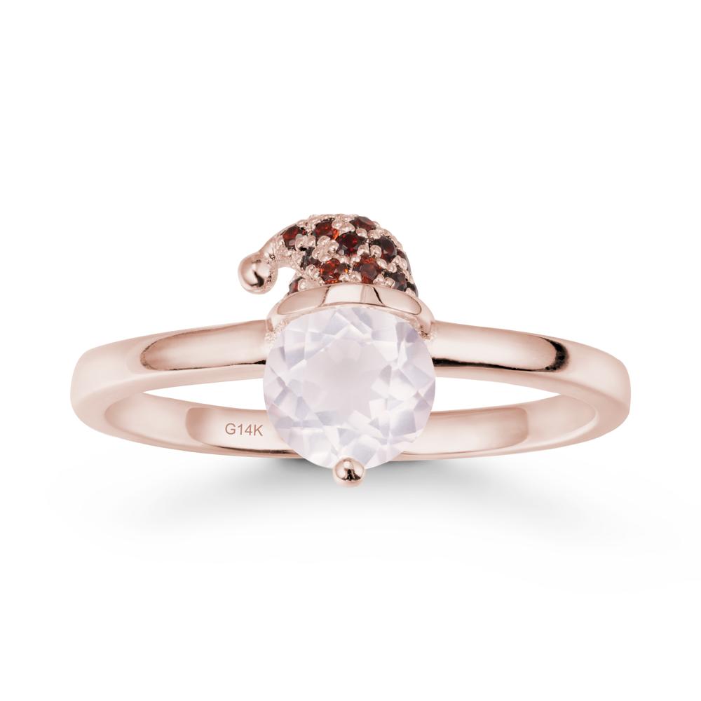 Round Rose Quartz Creative Ring In 14K Rose Gold - LUO Jewelry #metal_14k rose gold
