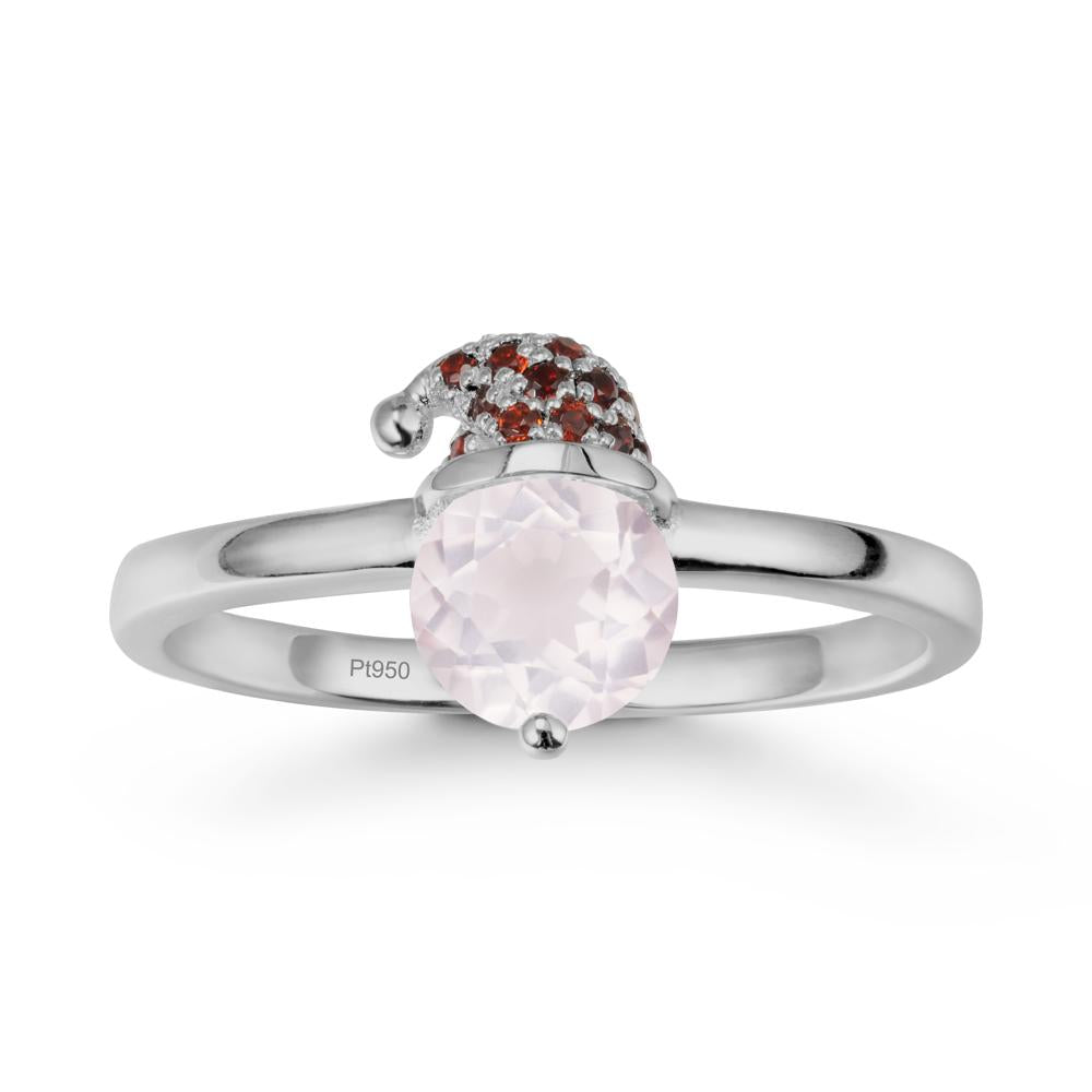 Round Rose Quartz Creative Ring In 14K Rose Gold - LUO Jewelry #metal_platinum