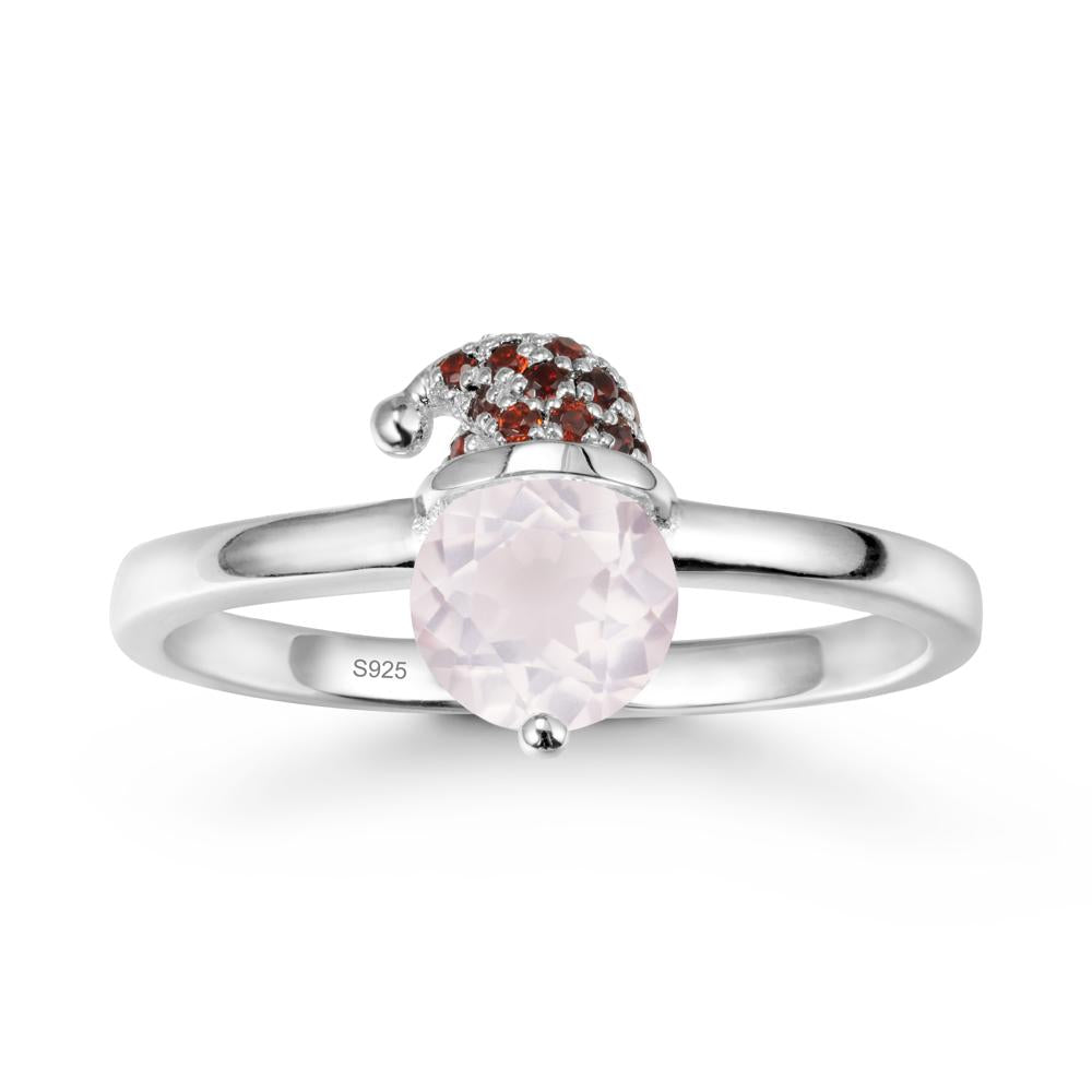 Round Rose Quartz Creative Ring In 14K Rose Gold - LUO Jewelry #metal_sterling silver