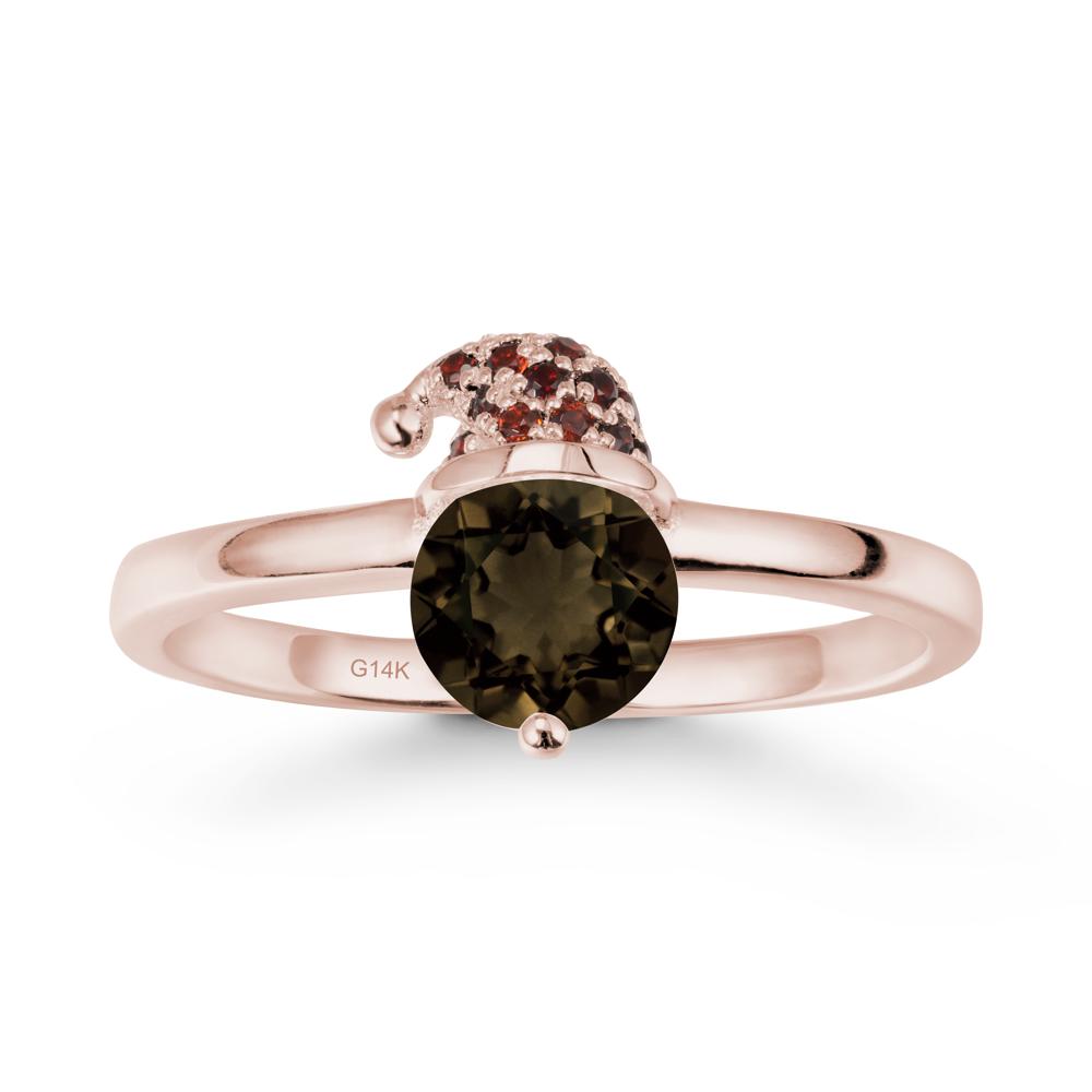 Christmas Santa Claus Hat Smoky Quartz Ring - LUO Jewelry #metal_14k rose gold