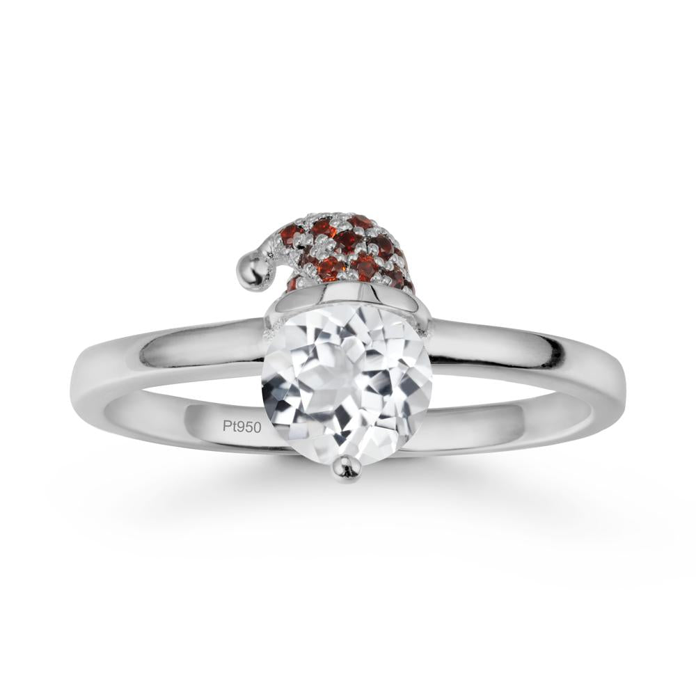 Christmas Santa Claus Hat White Topaz Ring - LUO Jewelry #metal_platinum