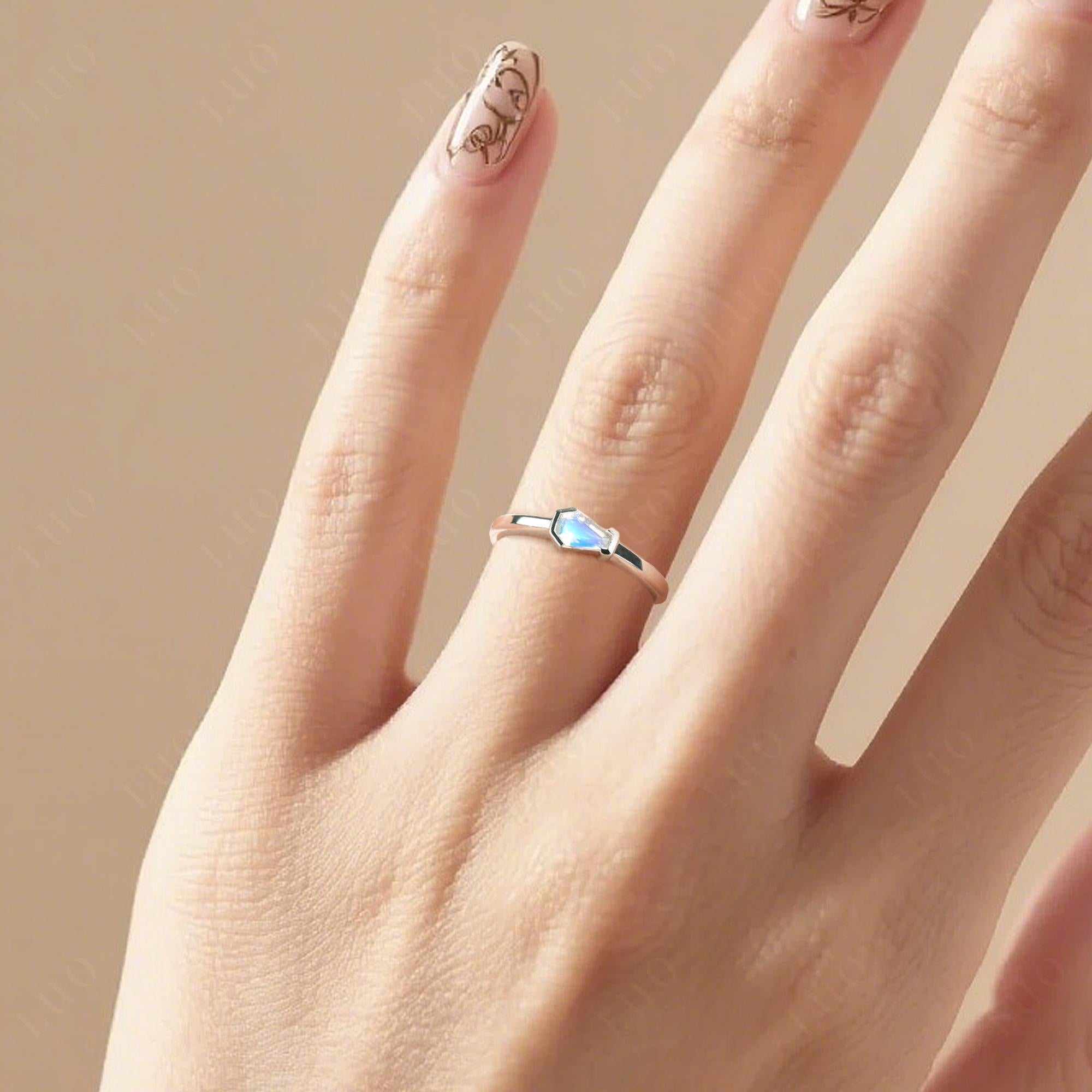 Unique Coffin Cut Moonstone Ring - LUO Jewelry 