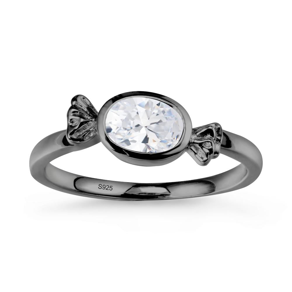 East-West Halloween Cubic Zirconia Ring - LUO Jewelry #metal_black finish sterling silver