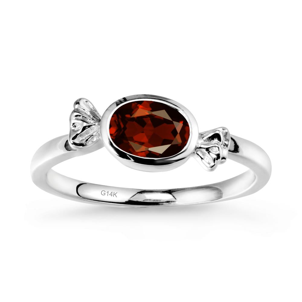 Oval Solitaire Garnet Halloween Ring - LUO Jewelry #metal_14k white gold