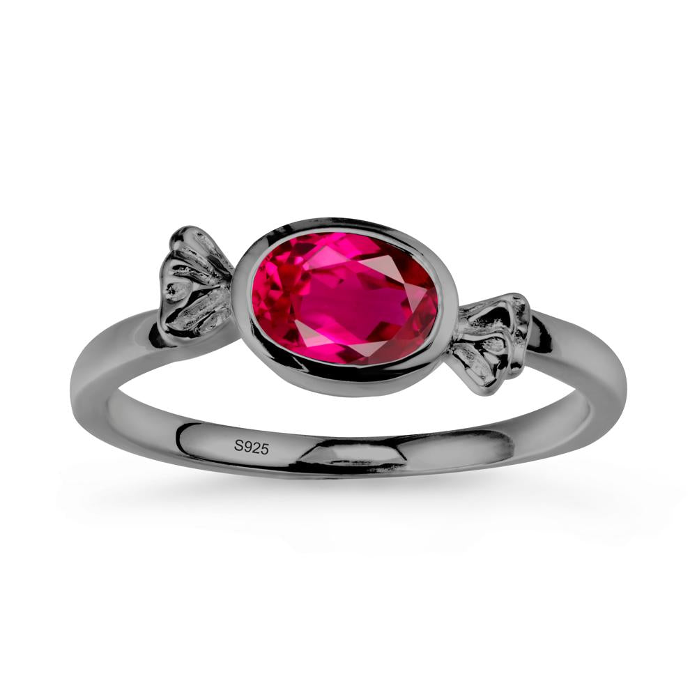 Candy Inspired Solitaire Ruby Ring - LUO Jewelry #metal_black finish sterling silver