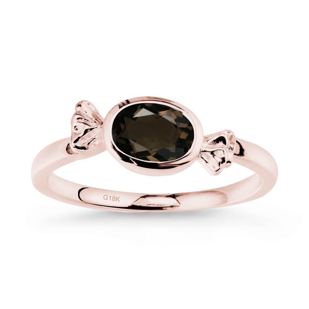 East-West Halloween Smoky Quartz Ring - LUO Jewelry #metal_18k rose gold