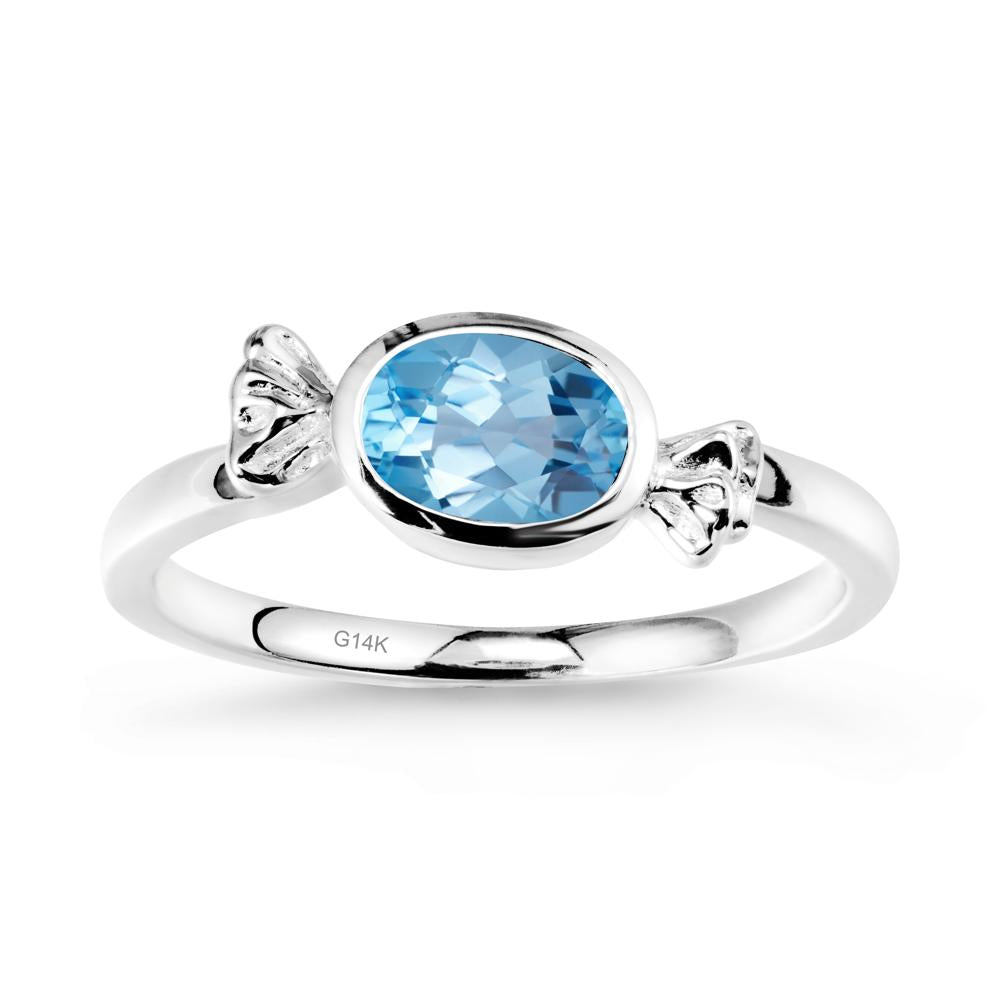 Candy Inspired Solitaire Swiss Blue Topaz Ring - LUO Jewelry #metal_14k white gold