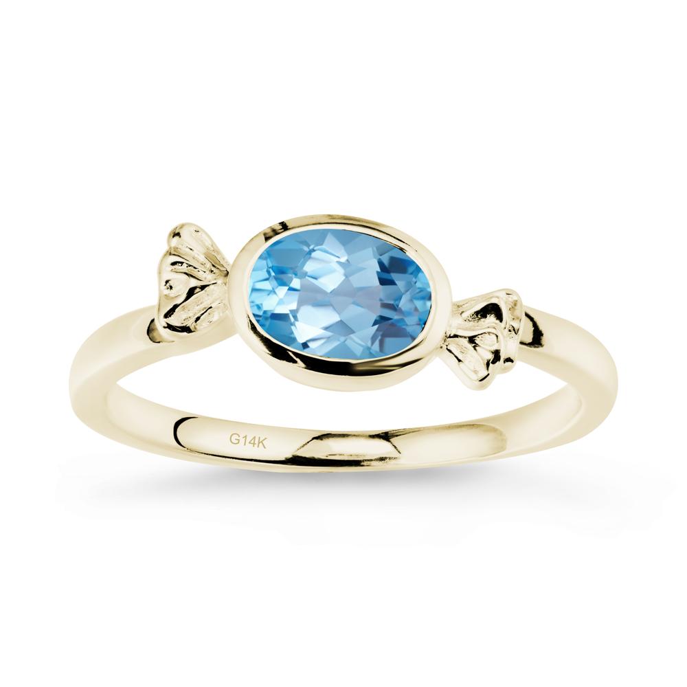 Candy Inspired Solitaire Swiss Blue Topaz Ring - LUO Jewelry #metal_14k yellow gold