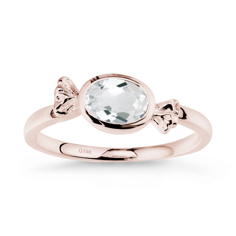 Oval Solitaire White Topaz Halloween Ring - LUO Jewelry #metal_14k rose gold