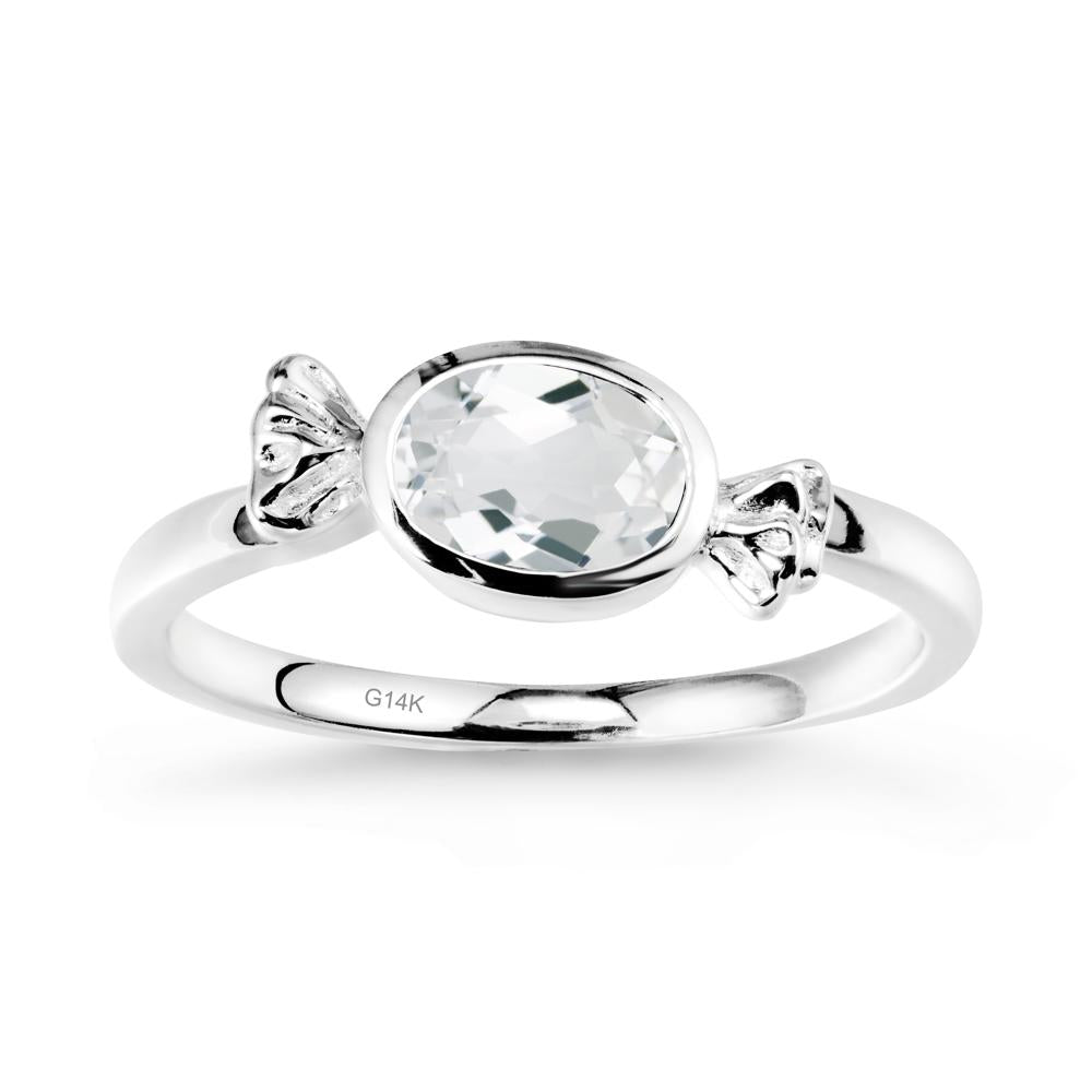 Oval Solitaire White Topaz Halloween Ring - LUO Jewelry #metal_14k white gold