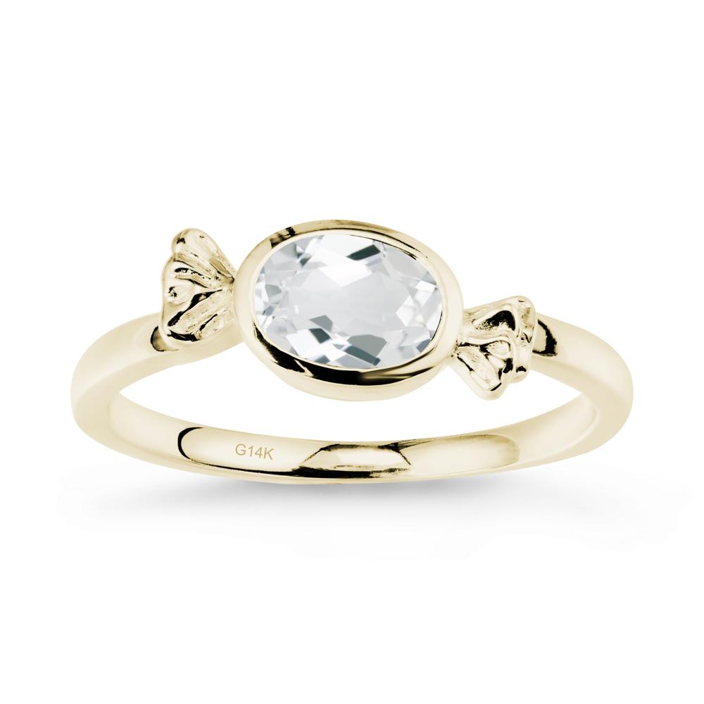 Oval Solitaire White Topaz Halloween Ring - LUO Jewelry #metal_14k yellow gold