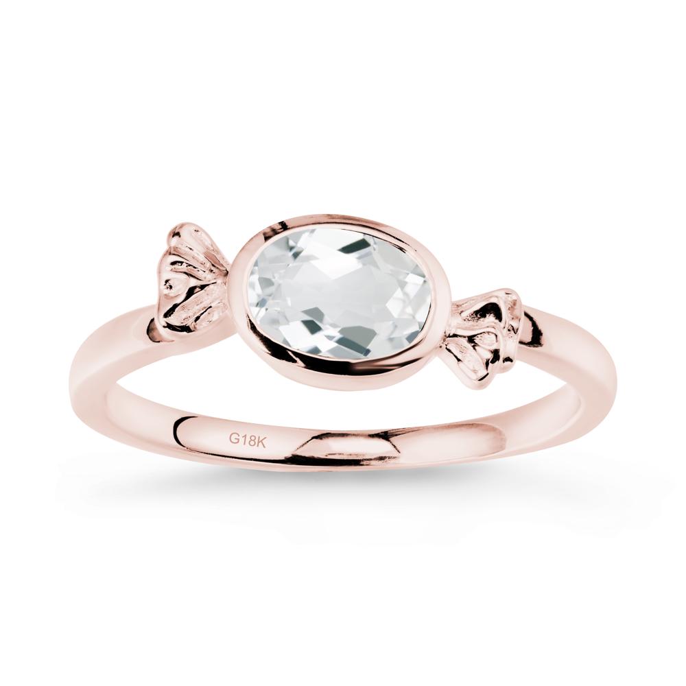Oval Solitaire White Topaz Halloween Ring - LUO Jewelry #metal_18k rose gold
