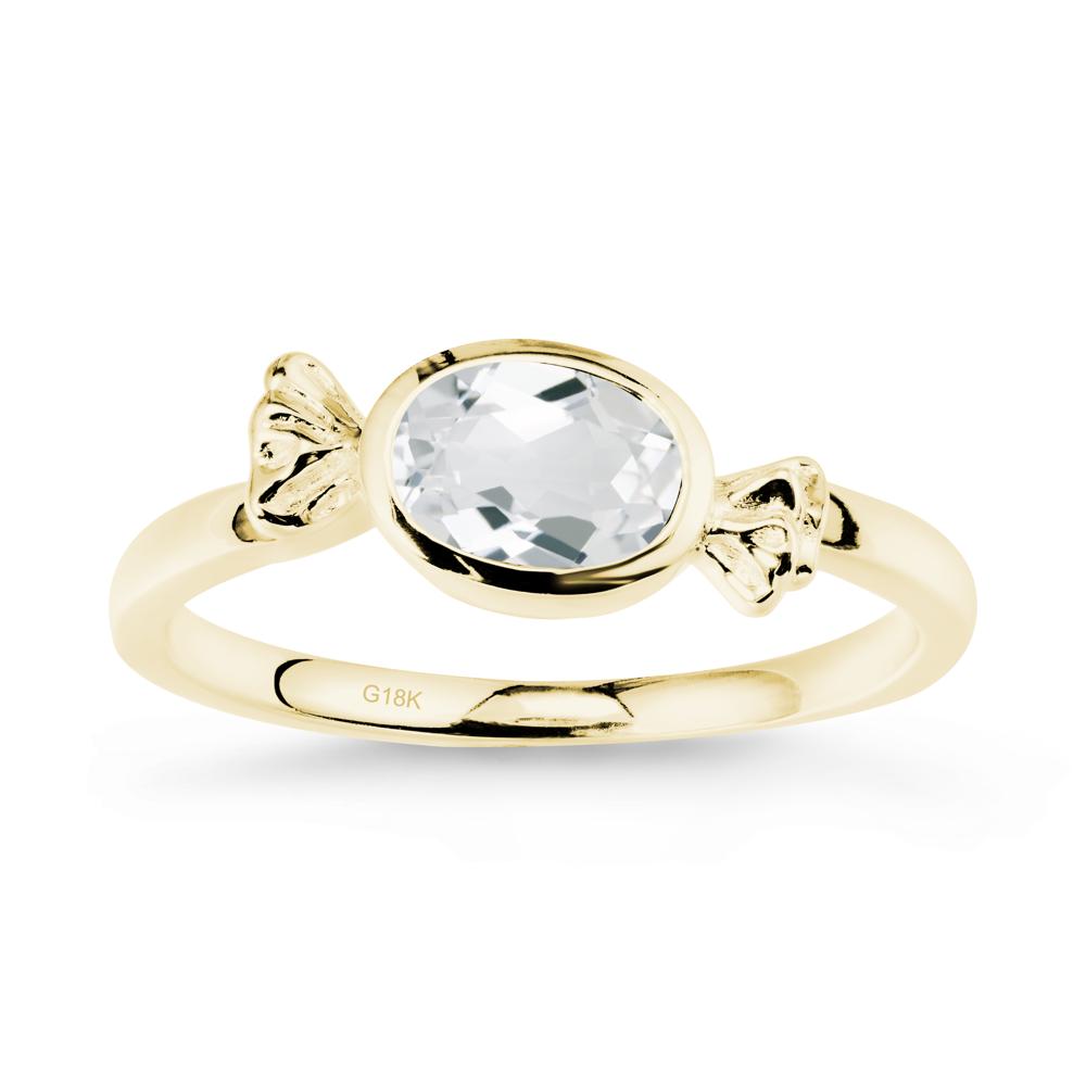 Oval Solitaire White Topaz Halloween Ring - LUO Jewelry #metal_18k yellow gold