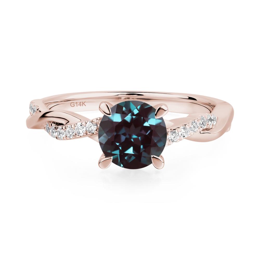 Alexandrite Twisted Engagement Ring - LUO Jewelry #metal_14k rose gold