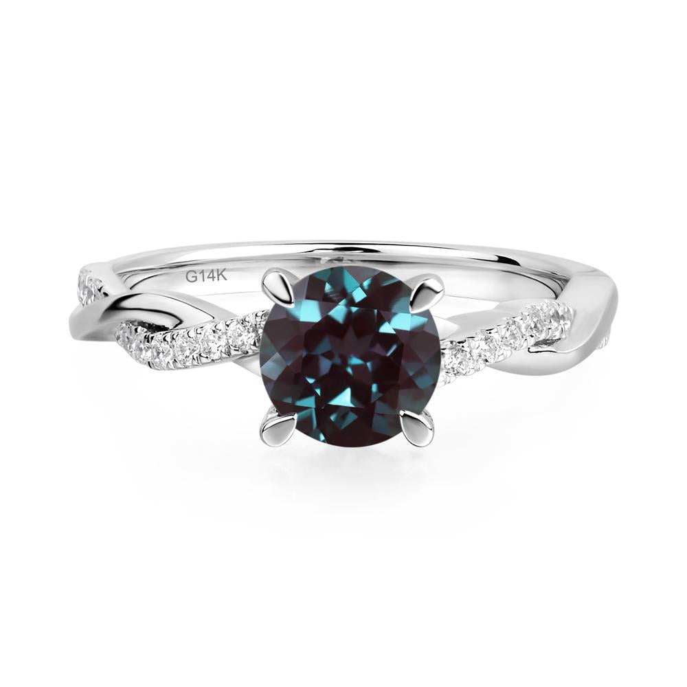 Alexandrite Twisted Engagement Ring - LUO Jewelry #metal_14k white gold