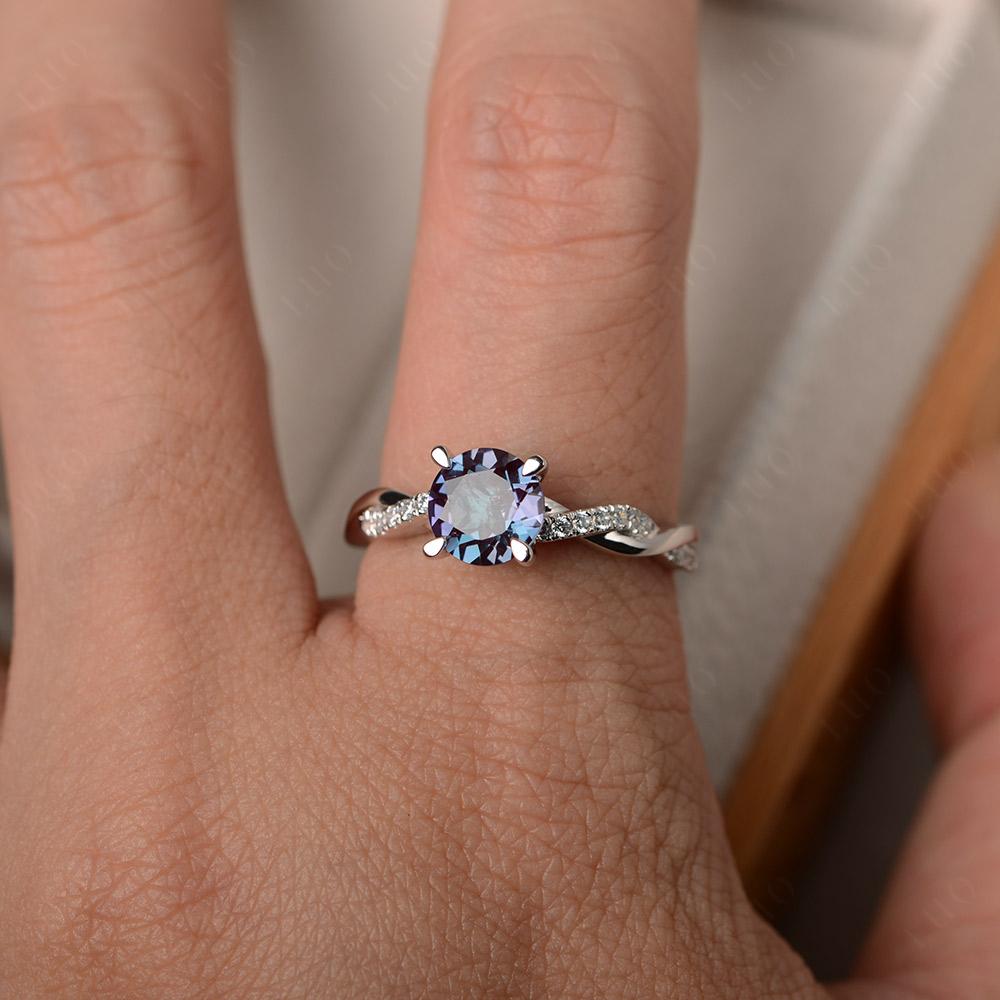 Alexandrite Twisted Engagement Ring - LUO Jewelry 