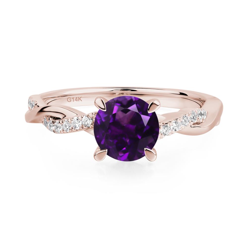 Amethyst Twist Engagement Ring - LUO Jewelry #metal_14k rose gold