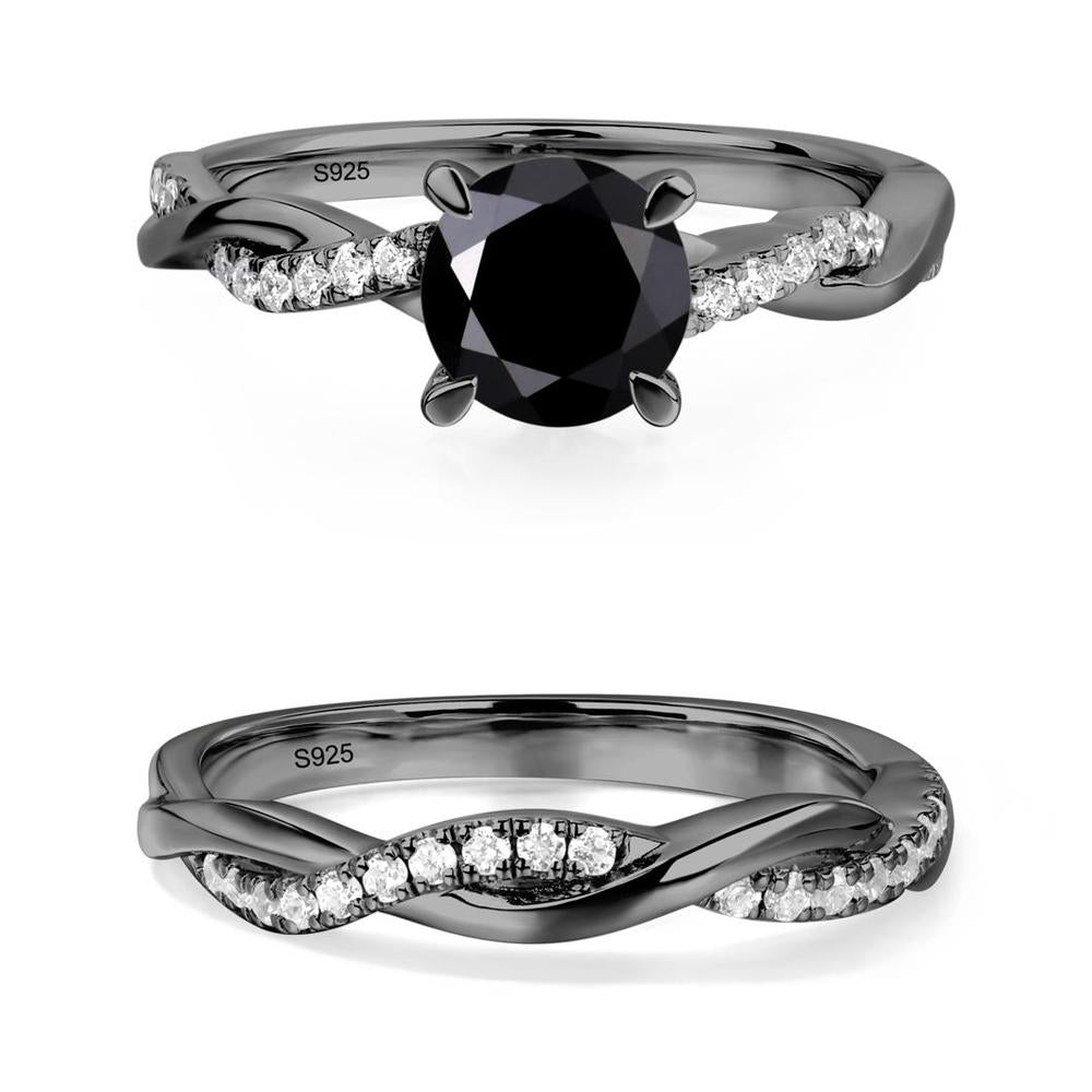 Black Spinel Twist Engagement Ring - LUO Jewelry #metal_xxxxx