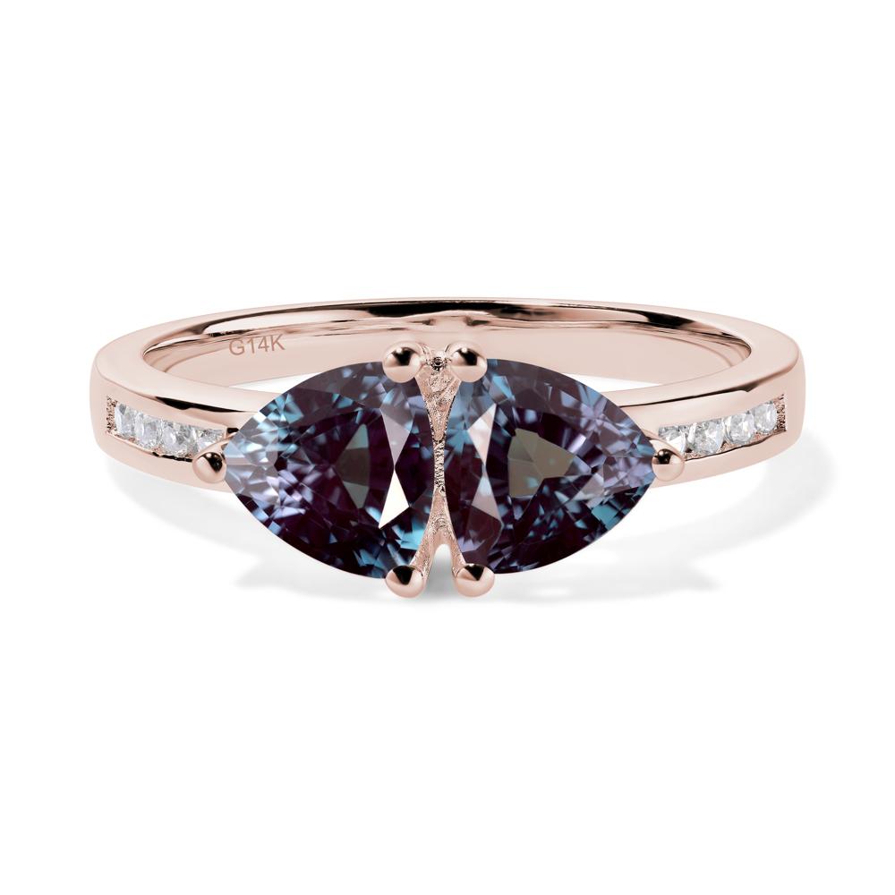 Trillion Cut Two Stone Alexandrite Ring - LUO Jewelry #metal_14k rose gold